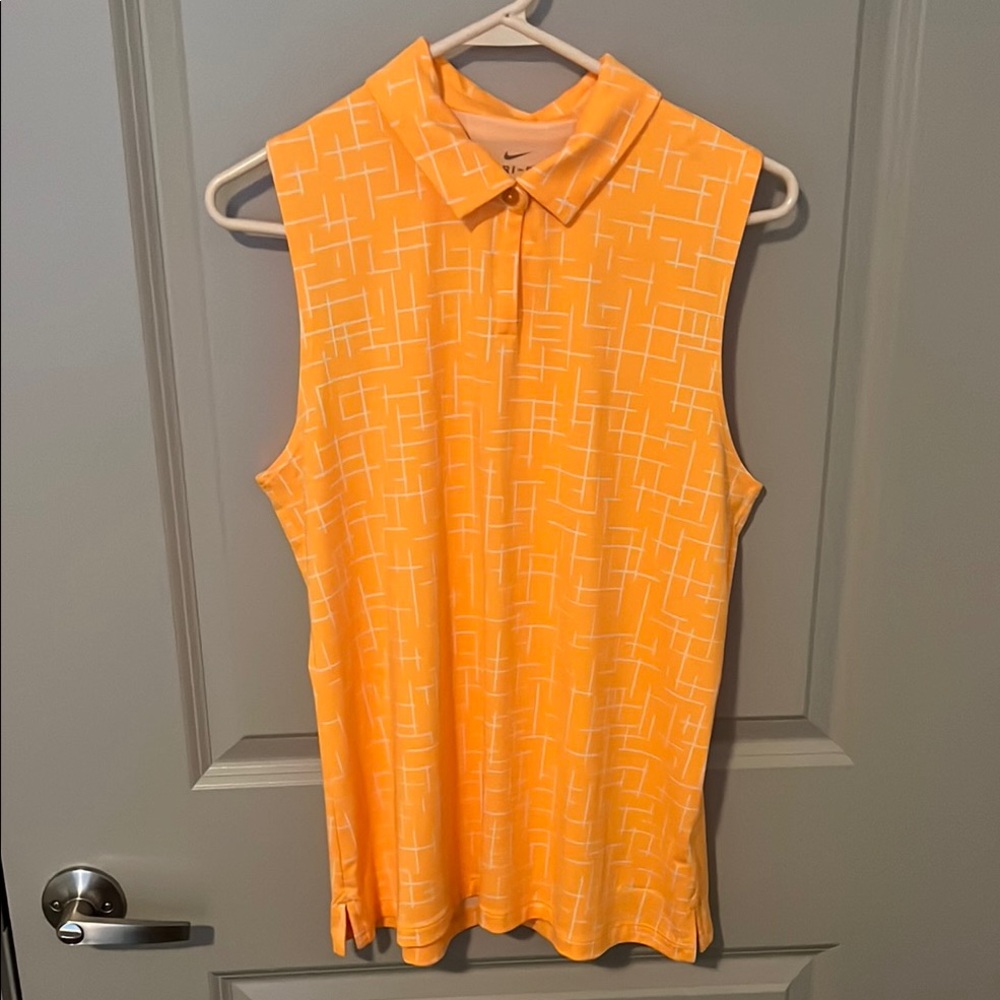 Nike Orange Sleeveless Polo Golf Shirt